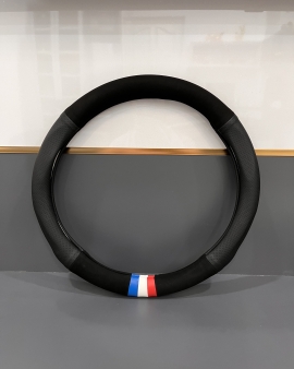 Half Leather Three Line Steering Wheel Cover